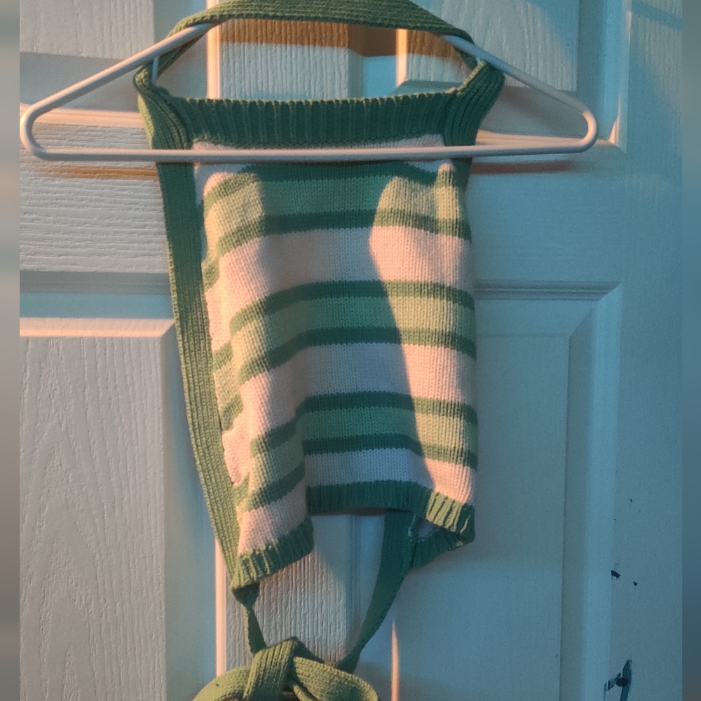 Ardene Mint and White Knit Halter Top